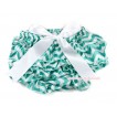 Aqua Blue White Wave Satin Layer Panties Bloomers With White Big Bow BC179 